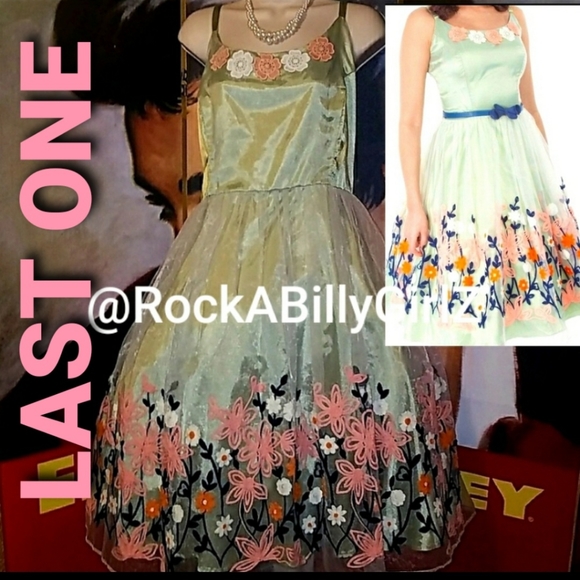 Tatyana Bettie Page Dresses & Skirts - Tatyana Surrender Chiffon Dress Embroidered Flower